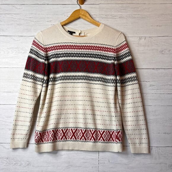 Talbots Sweater Womens Size MP Criss Cross Fair Isle Long Sleeve Cashmere Blend - Picture 1 of 15